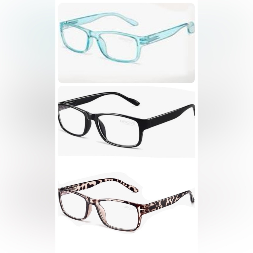Three Pair 2.25 Strength GAOYE Reading Eye Glasses Men/Women Blue Light Black
